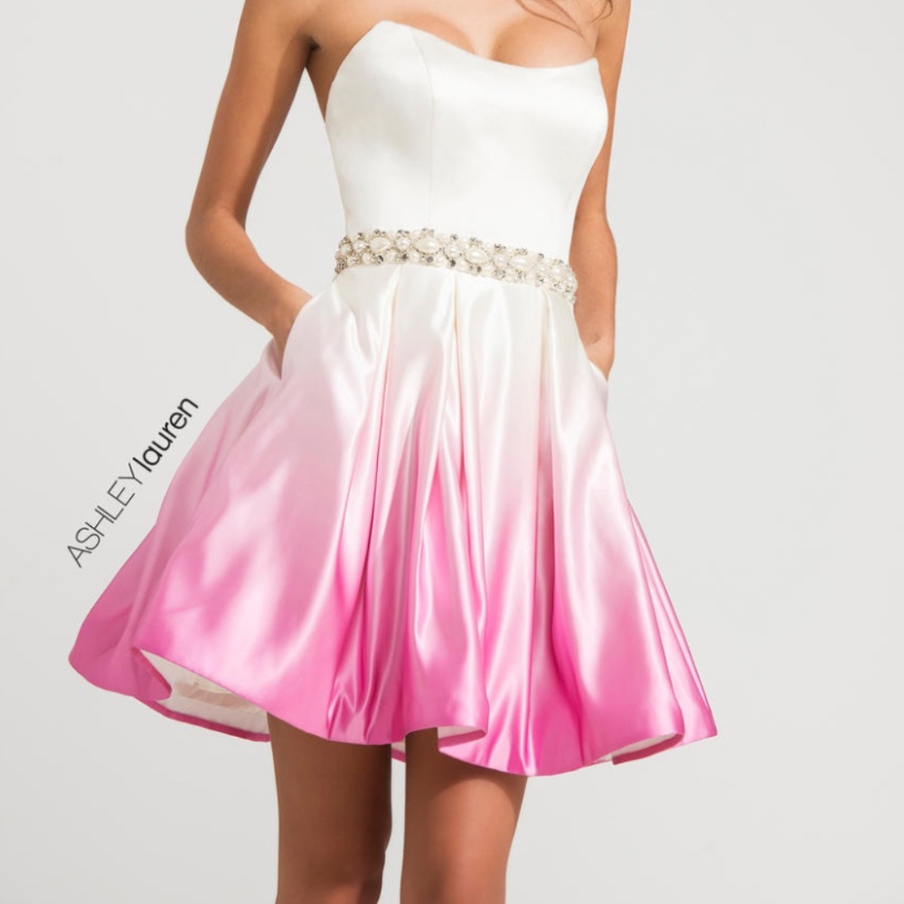 STRAPLESS OMBRE COCKTAIL DRESS 4035 | ASHLEY LAUREN | SIZE 6